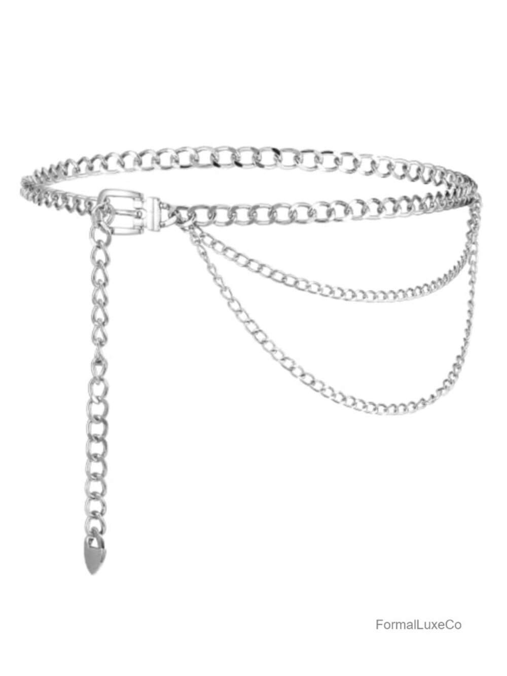 Plus Size Metal Chain Waist Belt 57 inch Alloy Gold